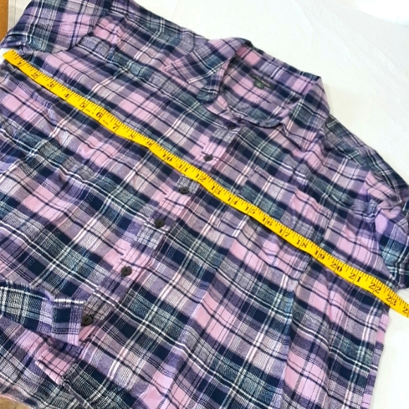 Wild Fable Sz M Plaid Button Up Highlow Back Pleat Shirt - Picture 10 of 10